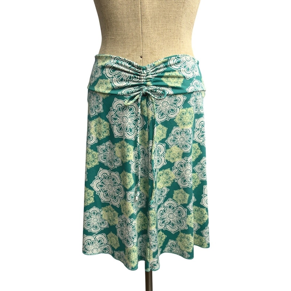 Y2K Lola Women's S Green Paisley Skirt Floral Short Beach Coastal Summer A Line